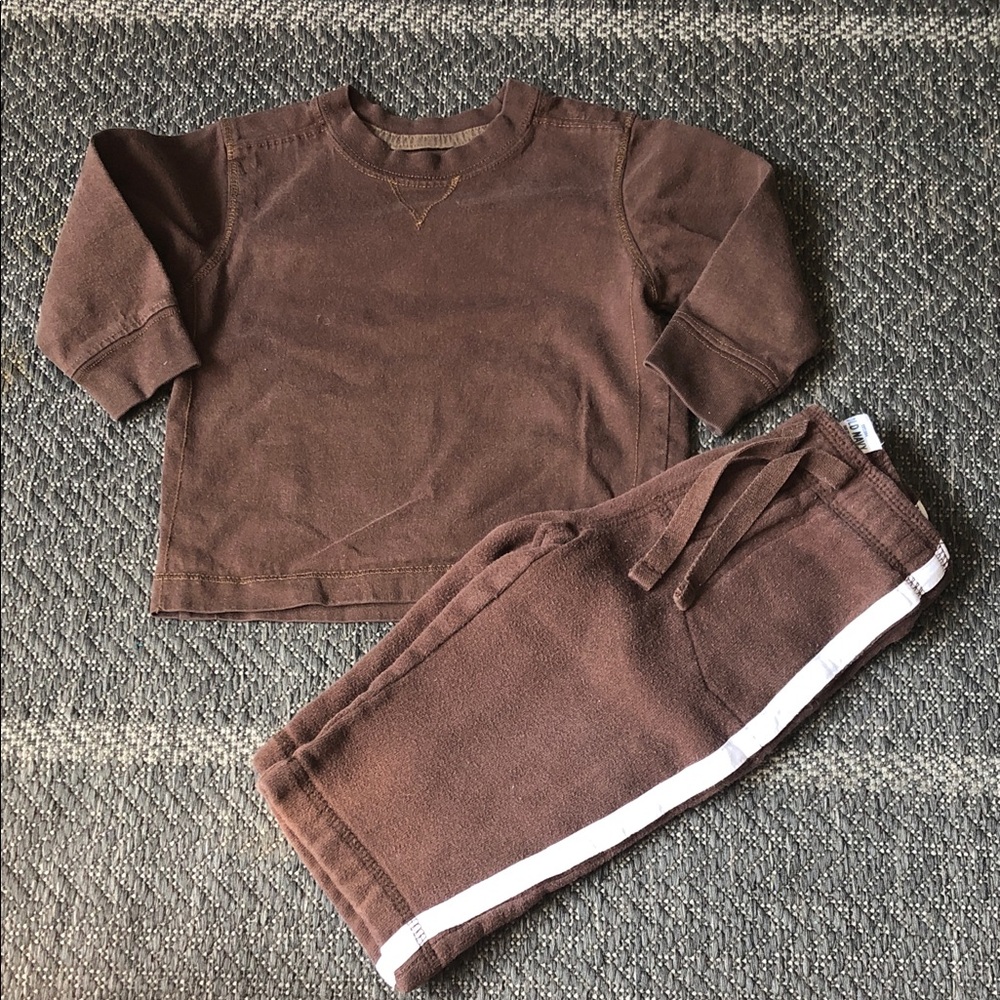 Old Navy Brown Sweatshirt & Jogger Set with White Side Stripe